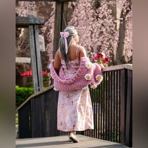 HeyAys Handmade Pink Chunky Daisy Cardigan